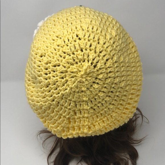 Winter slouchy daisy beanie ladies hat yellow - Picture 5 of 6
